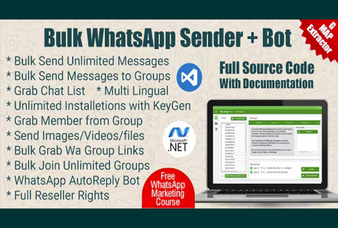 WaSender Bulk WhatsApp Sender + Group Sender + WhatsApp Auto Reply Bot V3.2.0
