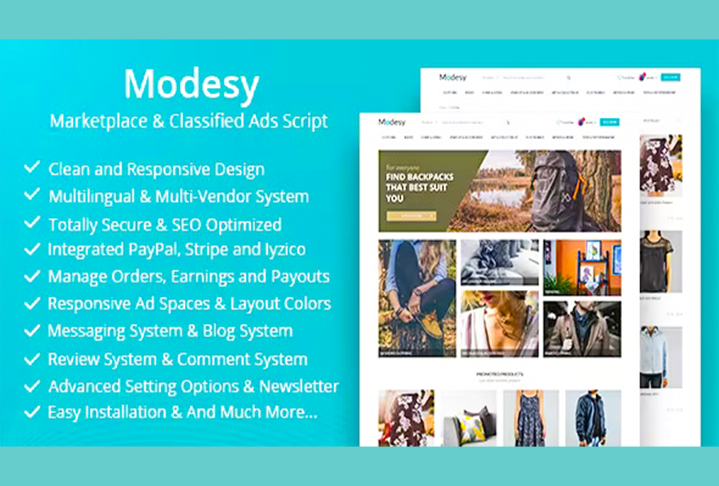 Modesy Digital or Physical Marketplace and Classified Ads Script
