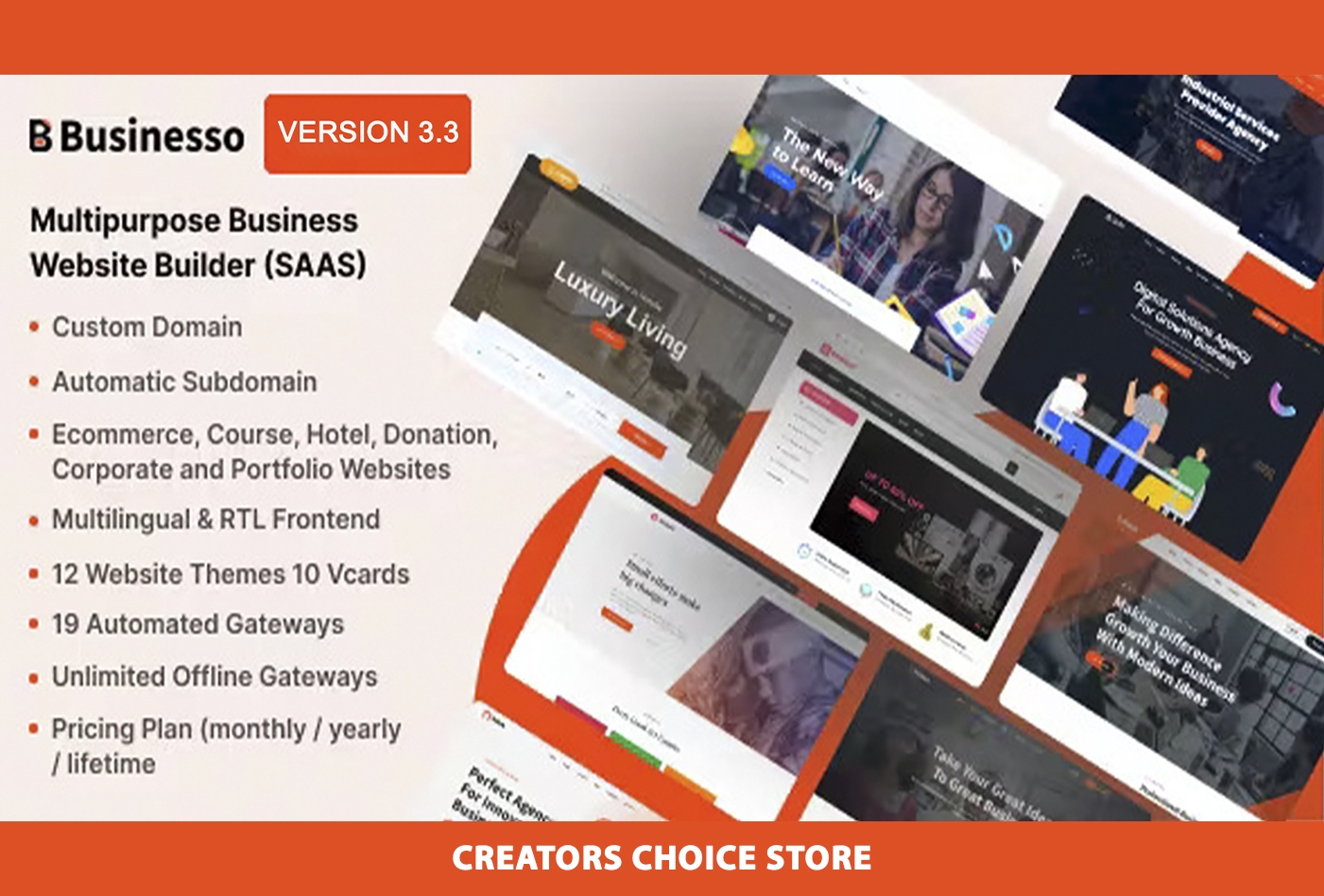 Businesso - Multipurpose Website Builder SAAS (Multitenancy)