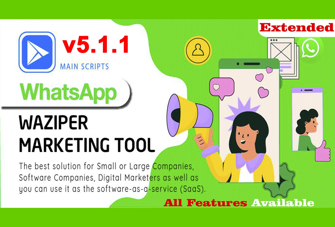 Waziper v5.1.1 - WhatsApp Marketing Tool Extended Unlimited Domain