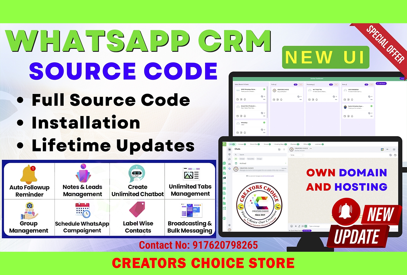 WhatsApp CRM | Full Source Code with Admin Panel & Kanban Dashboard or ChatGPT